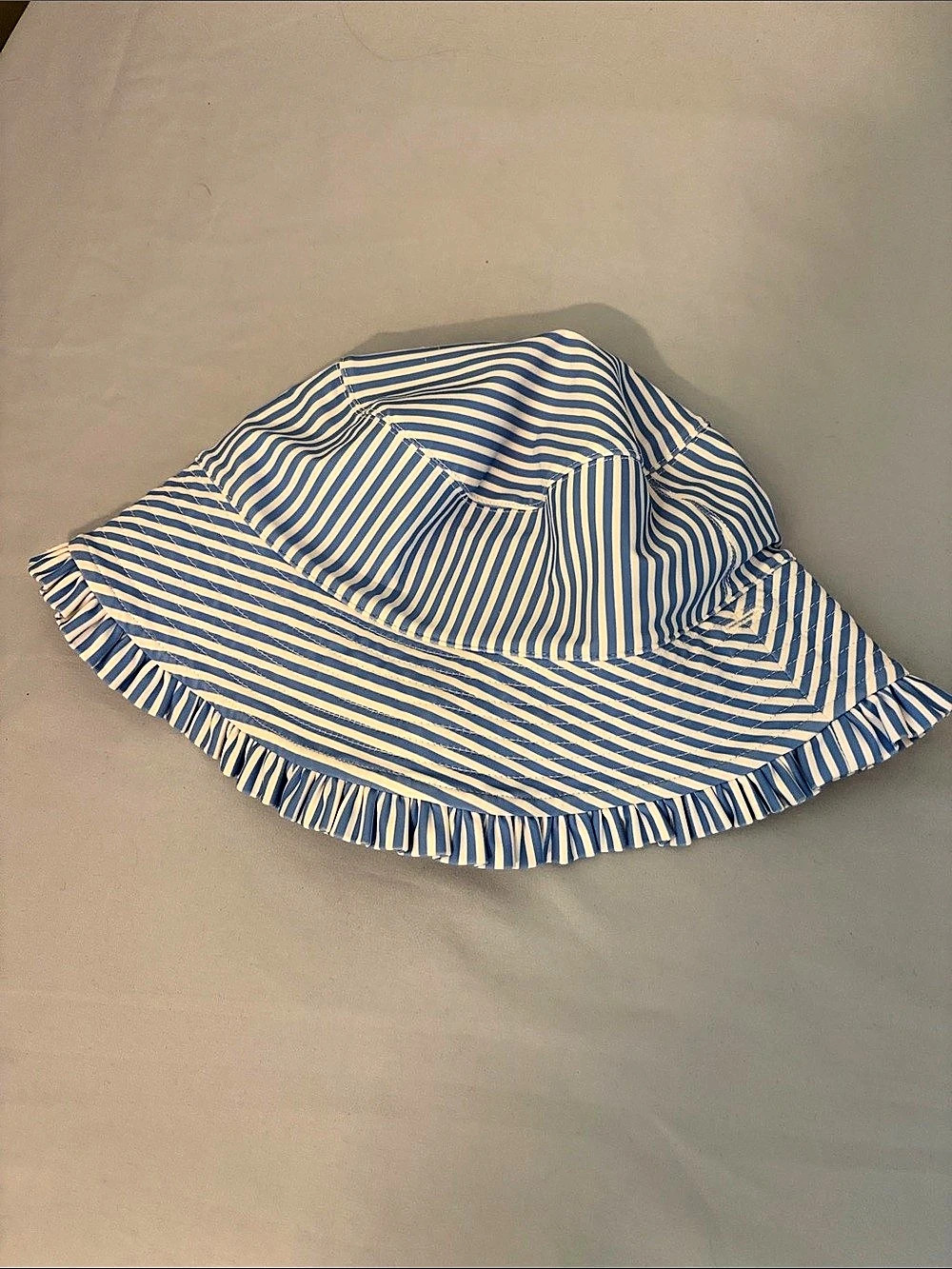babyGap Blue Stripe Ruffle Bucket Hat Blue & White 3T